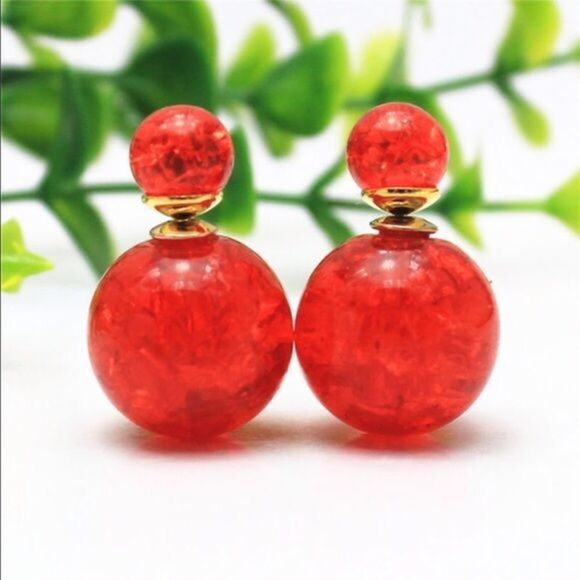Red Cracked Earrings (G2) - Picture 1 of 5